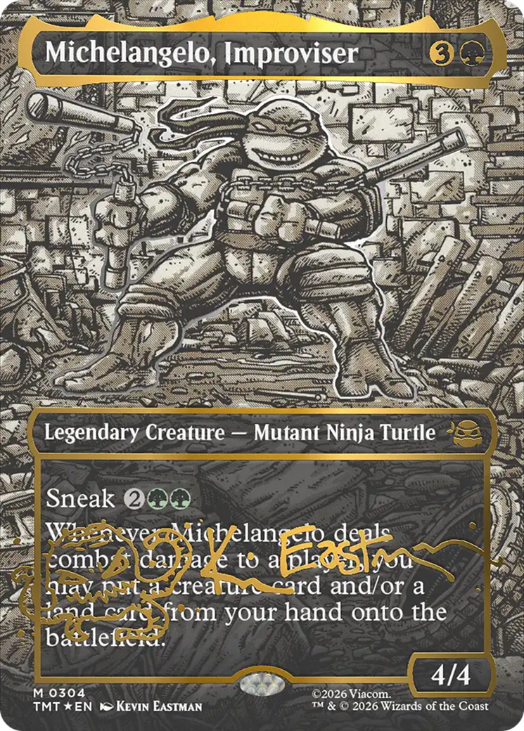 Michelangelo, Improviser - Mythic Legendary Creature — Mutant Ninja Turtle card from Teenage Mutant Ninja Turtles
