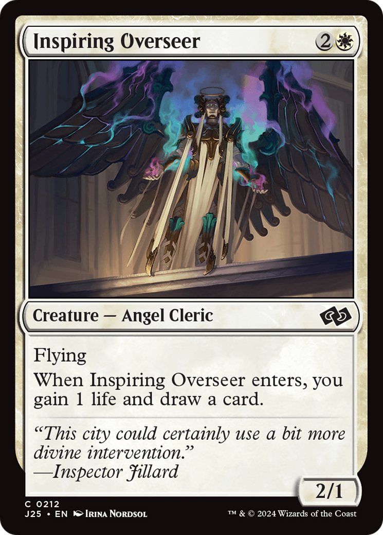 Inspiring Overseer - Common Creature — Angel Cleric card from Foundations Jumpstart