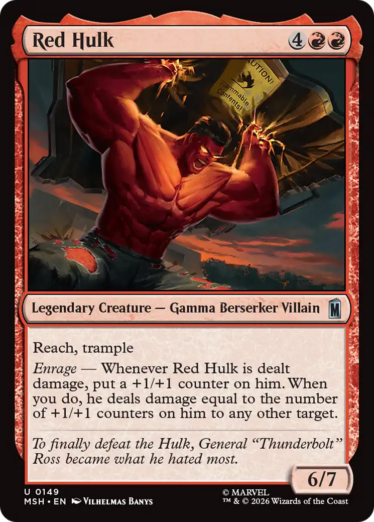 Red Hulk - Uncommon Legendary Creature — Gamma Berserker Villain card from Marvel Super Heroes