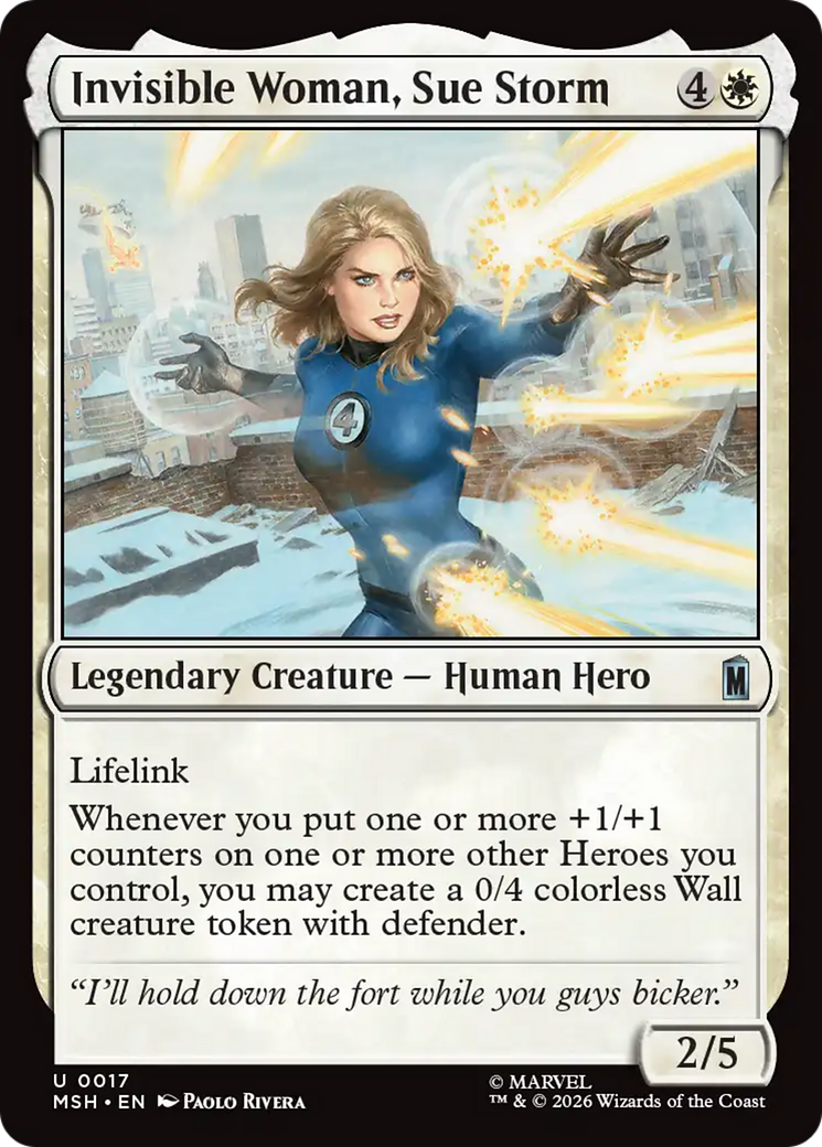 Invisible Woman, Sue Storm - Uncommon Legendary Creature — Human Hero card from Marvel Super Heroes