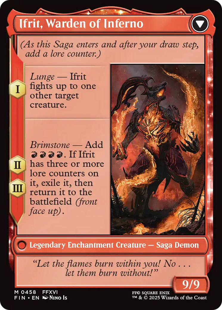 Back face of Clive, Ifrit's Dominant // Ifrit, Warden of Inferno - Legendary Enchantment Creature — Saga Demon card