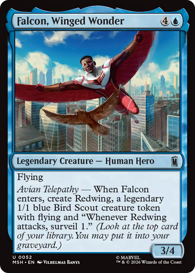 Falcon, Winged Wonder - Uncommon Legendary Creature — Human Hero card from Marvel Super Heroes
