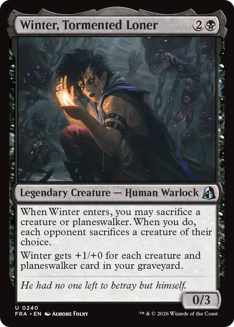 Winter, Tormented Loner - Uncommon Legendary Creature — Human Warlock card from Reality Fracture
