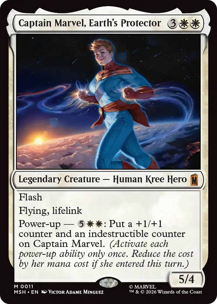 Captain Marvel, Earth's Protector - Mythic Legendary Creature — Human Kree Hero card from Marvel Super Heroes