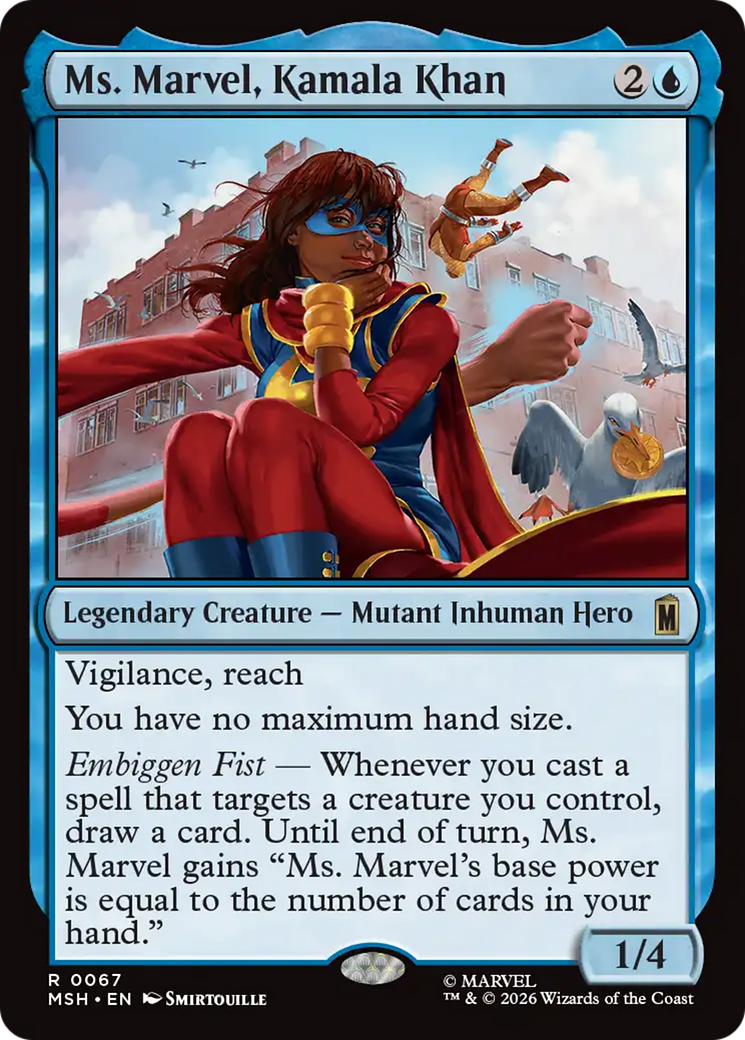 Ms. Marvel, Kamala Khan - Rare Legendary Creature — Mutant Inhuman Hero card from Marvel Super Heroes
