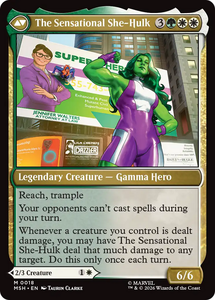 Back face of Jennifer Walters // The Sensational She-Hulk - Legendary Creature — Gamma Hero card