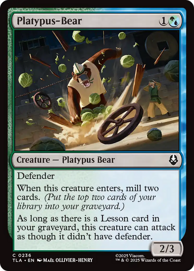 Platypus-Bear - Common Creature — Platypus Bear card from Avatar: The Last Airbender
