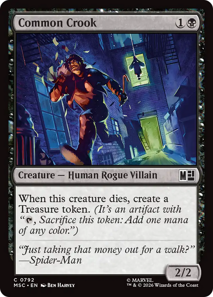 Common Crook - Common Creature — Human Rogue Villain card from Marvel Super Heroes Commander