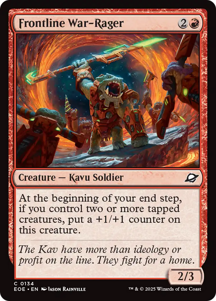 Frontline War-Rager - Common Creature — Kavu Soldier card from Edge of Eternities