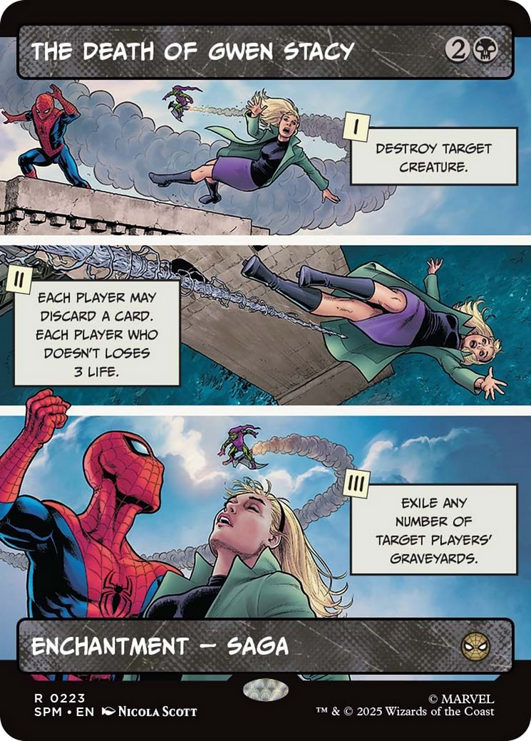 The Death of Gwen Stacy - Rare Enchantment — Saga card from Marvel's Spider-Man