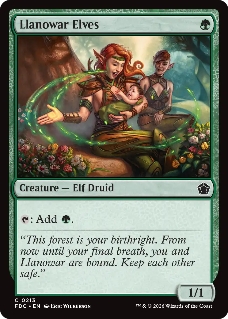 Llanowar Elves - Common Creature — Elf Druid card from Foundations Commander