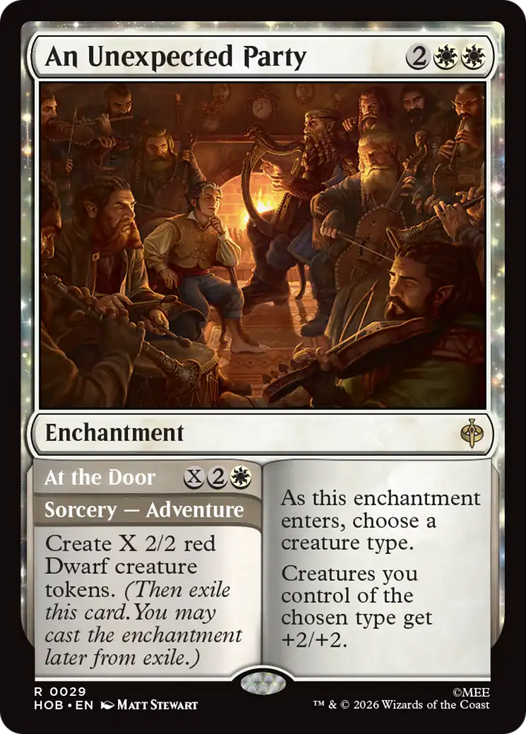 An Unexpected Party // At the Door - Rare Sorcery — Adventure card from The Hobbit