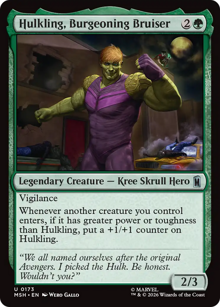 Hulkling, Burgeoning Bruiser - Uncommon Legendary Creature — Kree Skrull Hero card from Marvel Super Heroes