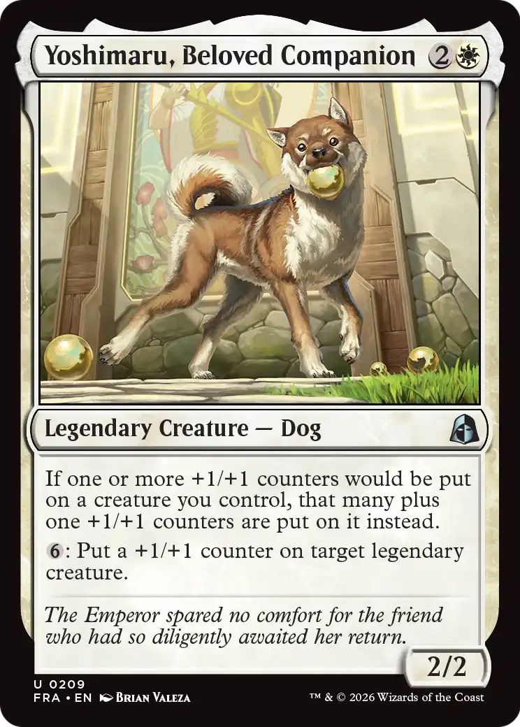 Yoshimaru, Beloved Companion - Uncommon Legendary Creature — Dog card from Reality Fracture