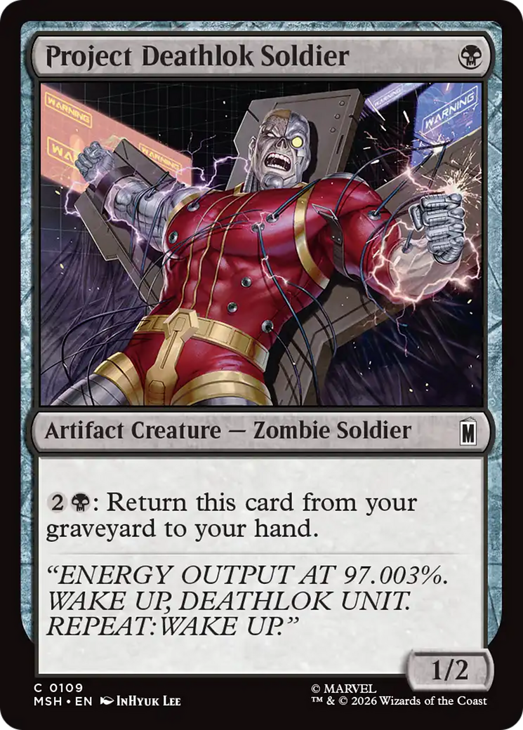Project Deathlok Soldier - Common Artifact Creature — Zombie Soldier card from Marvel Super Heroes