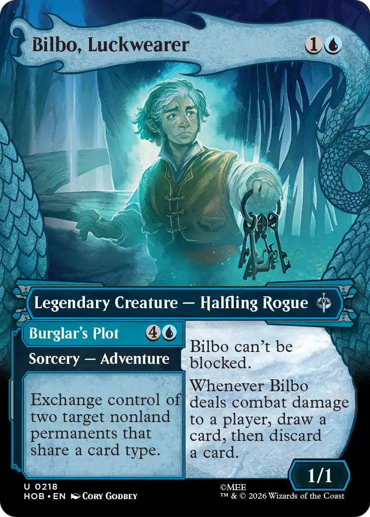 Bilbo, Luckwearer // Burglar's Plot - Uncommon Sorcery — Adventure card from The Hobbit