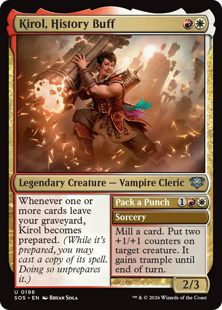 Kirol, History Buff // Pack a Punch - Uncommon Legendary Creature — Vampire Cleric card from Secrets of Strixhaven