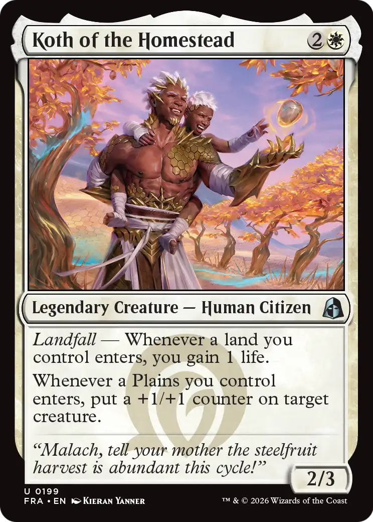 Koth of the Homestead - Uncommon Legendary Creature — Human Citizen card from Reality Fracture