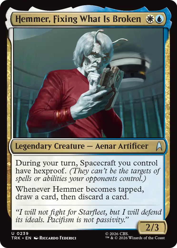 Hemmer, Fixing What Is Broken - Uncommon Legendary Creature — Aenar Artificer card from Star Trek