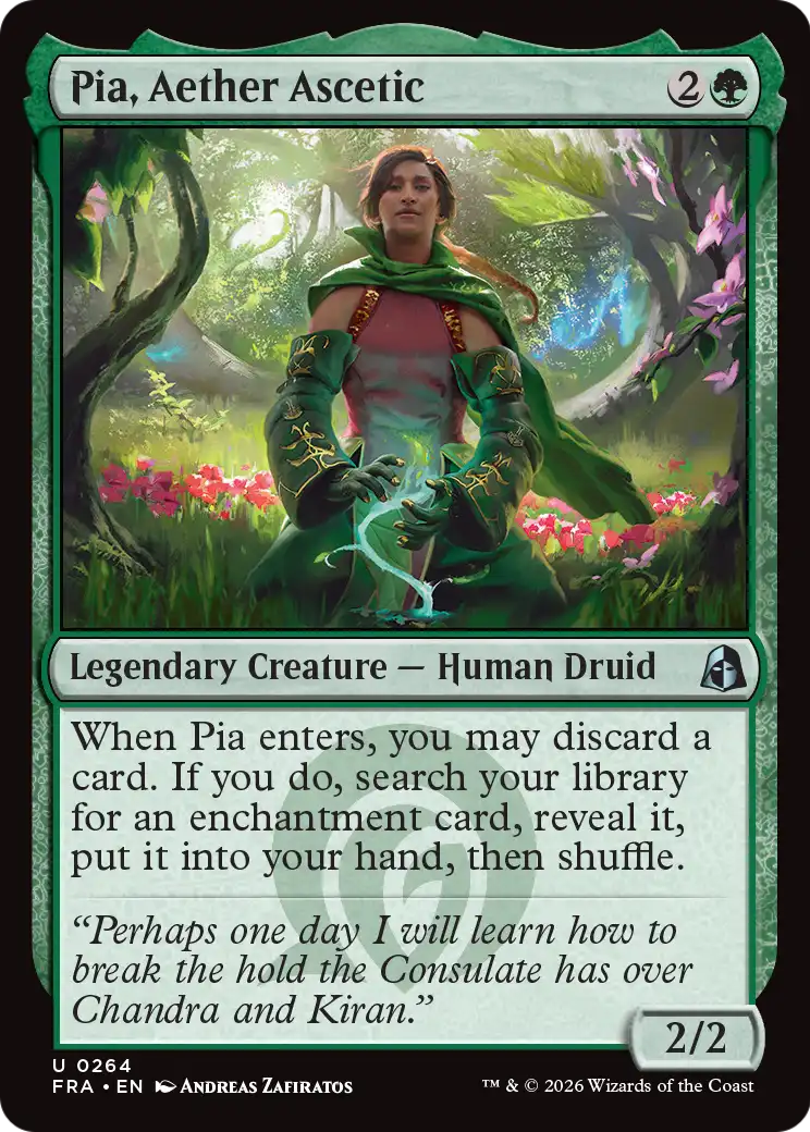 Pia, Aether Ascetic - Uncommon Legendary Creature — Human Druid card from Reality Fracture
