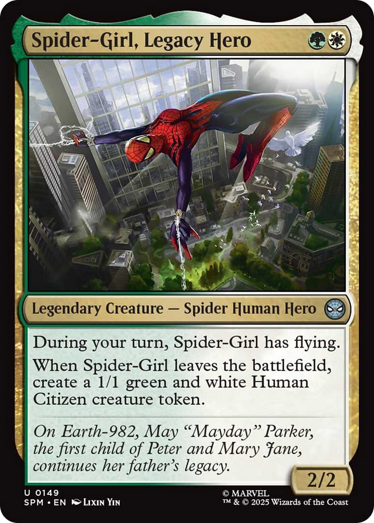 Spider-Girl, Legacy Hero - Uncommon Legendary Creature — Spider Human Hero card from Marvel's Spider-Man