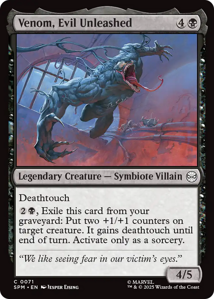 Venom, Evil Unleashed - Common Legendary Creature — Symbiote Villain card from Marvel's Spider-Man