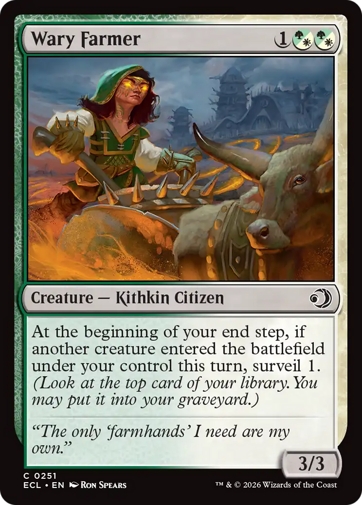 Wary Farmer - Common Creature — Kithkin Citizen card from Lorwyn Eclipsed