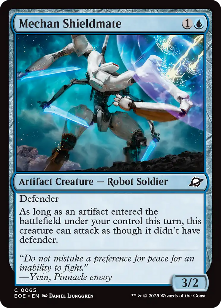 Mechan Shieldmate - Common Artifact Creature — Robot Soldier card from Edge of Eternities