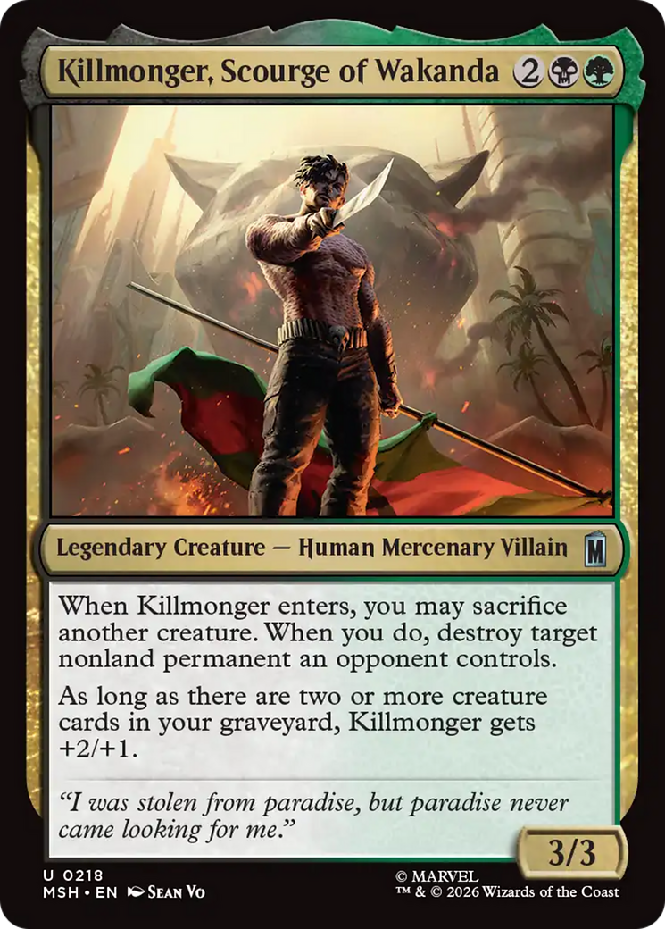Killmonger, Scourge of Wakanda - Uncommon Legendary Creature — Human Mercenary Villain card from Marvel Super Heroes