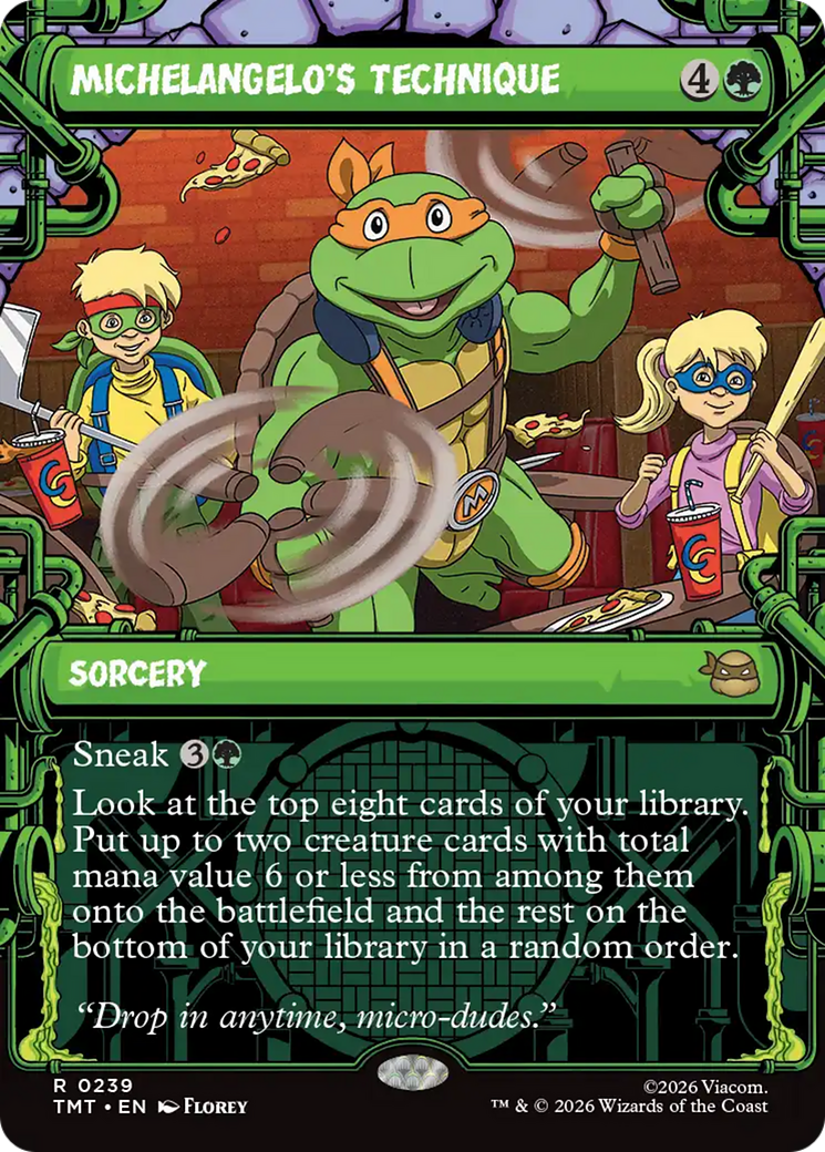 Michelangelo's Technique - Rare Sorcery card from Teenage Mutant Ninja Turtles