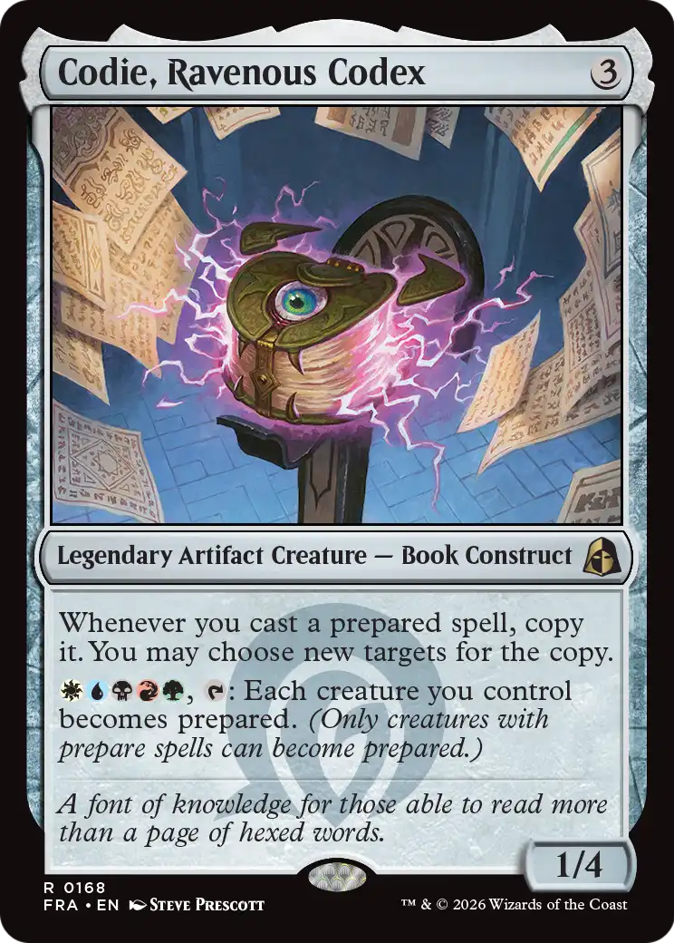 Codie, Ravenous Codex - Rare Legendary Artifact Creature — Book Construct card from Reality Fracture