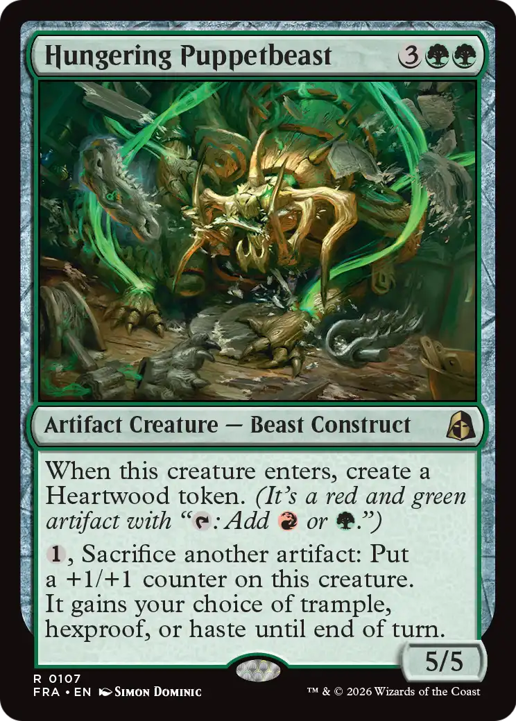 Hungering Puppetbeast - Rare Artifact Creature — Beast Construct card from Reality Fracture