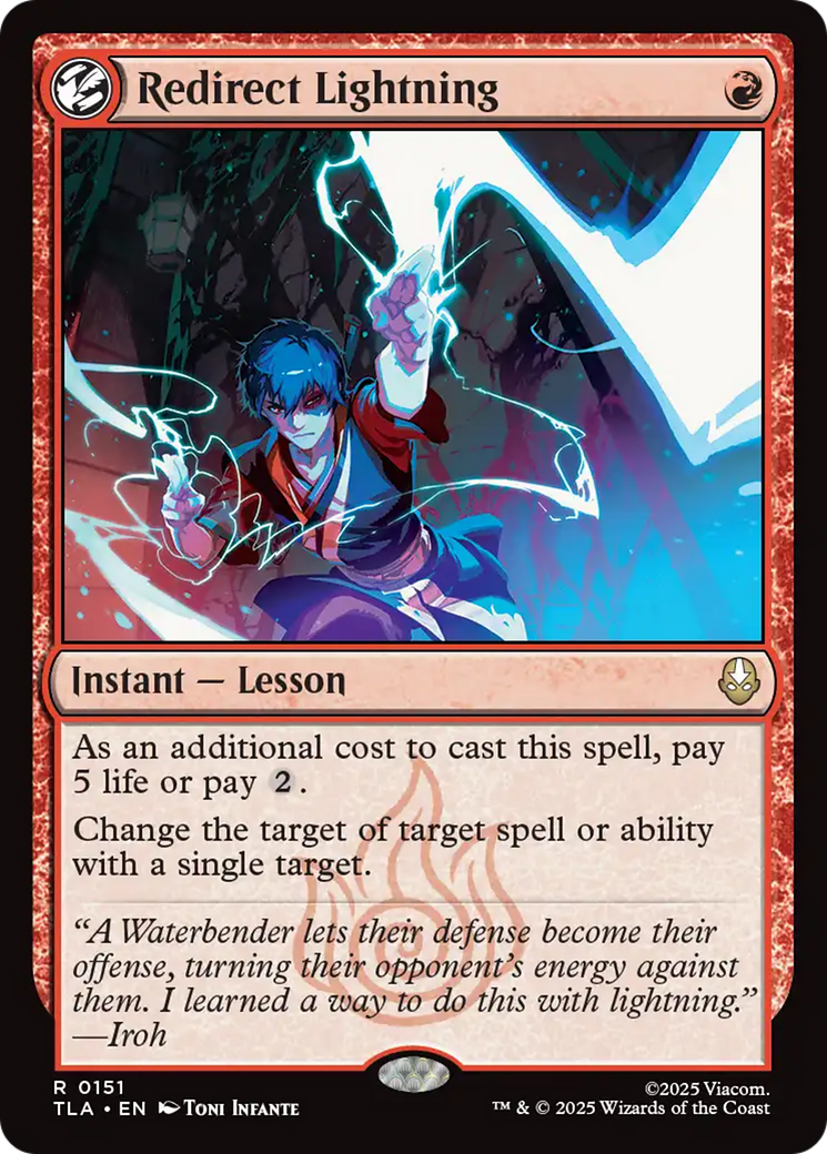 Redirect Lightning - Rare Instant — Lesson card from Avatar: The Last Airbender