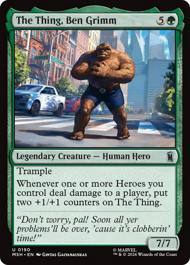 The Thing, Ben Grimm - Uncommon Legendary Creature — Human Hero card from Marvel Super Heroes