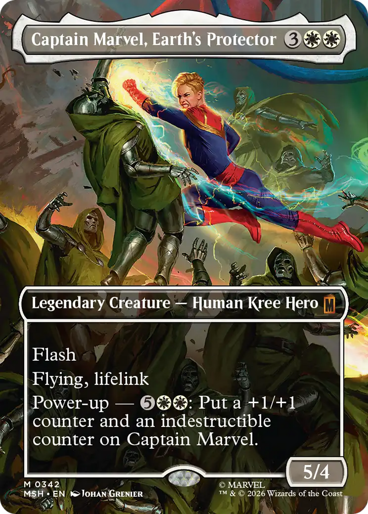 Captain Marvel, Earth's Protector - Mythic Legendary Creature — Human Kree Hero card from Marvel Super Heroes