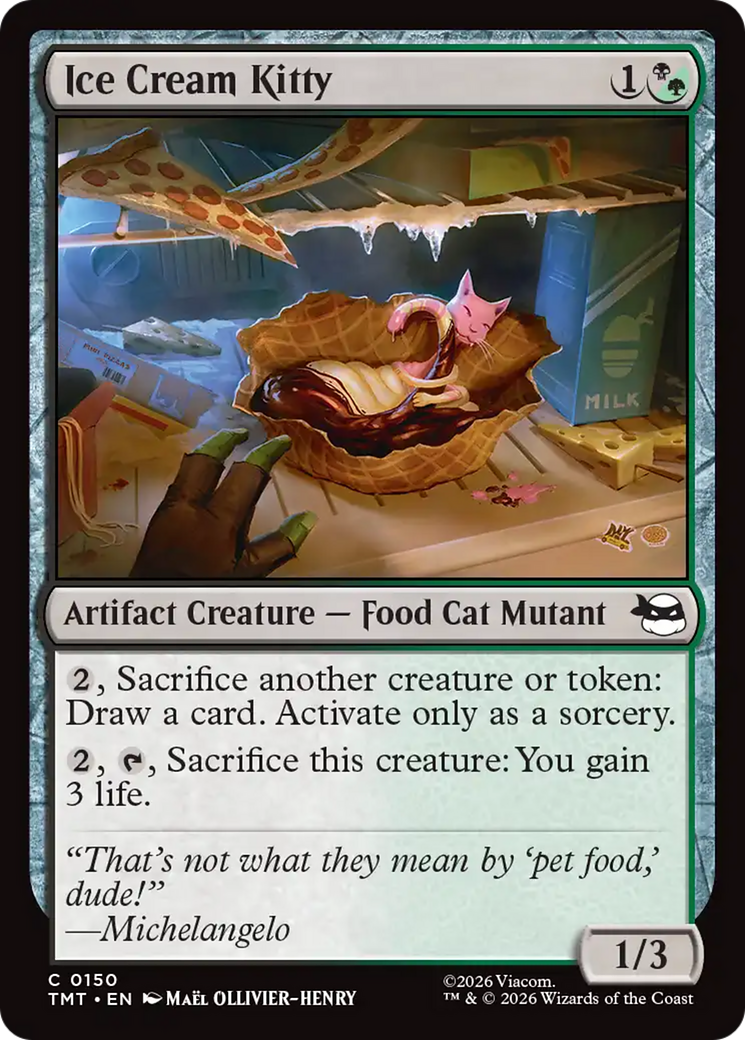 Ice Cream Kitty - Common Artifact Creature — Food Cat Mutant card from Teenage Mutant Ninja Turtles