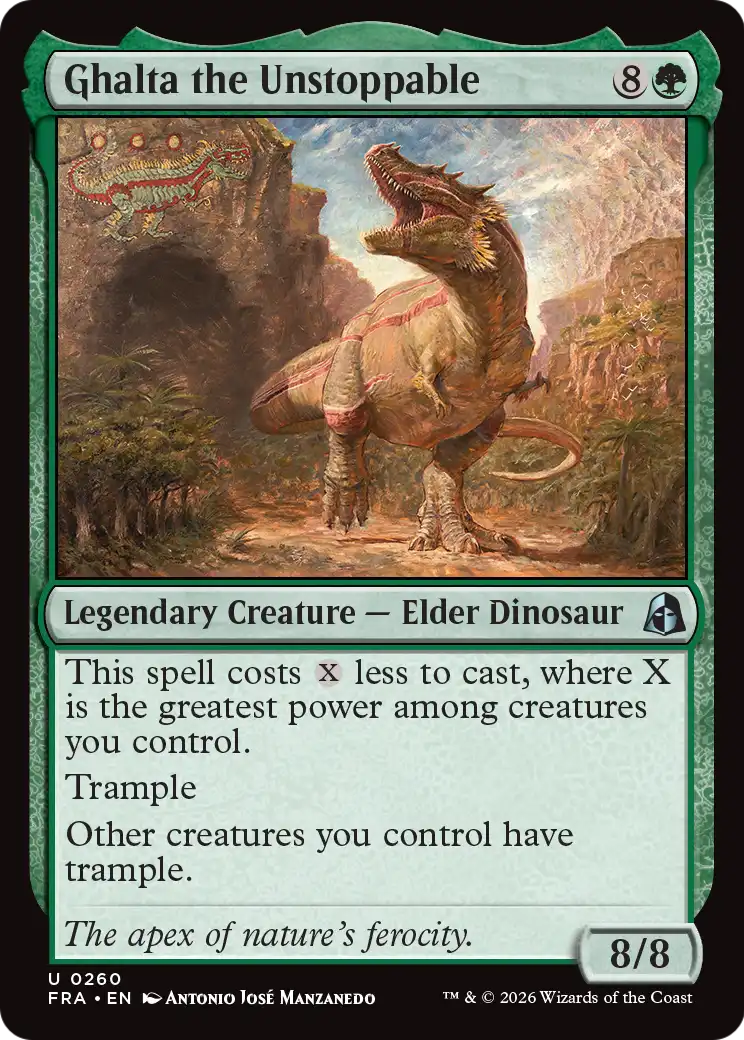 Ghalta the Unstoppable - Uncommon Legendary Creature — Elder Dinosaur card from Reality Fracture