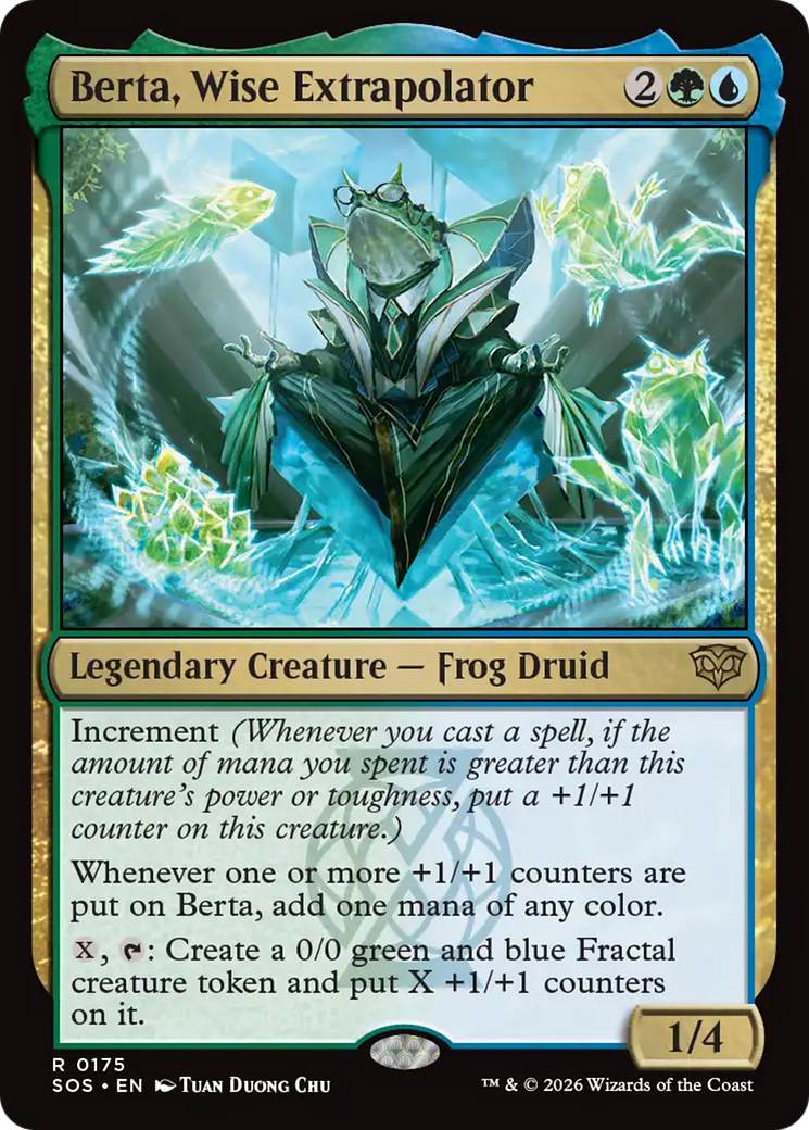Berta, Wise Extrapolator - Rare Legendary Creature — Frog Druid card from Secrets of Strixhaven
