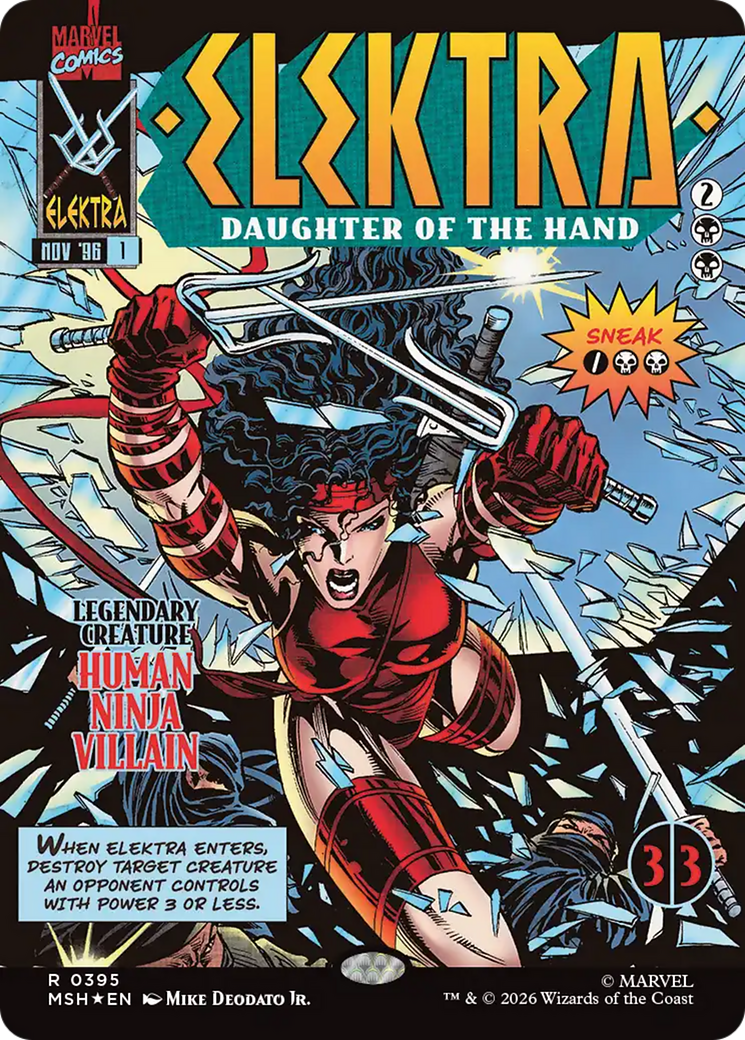 Elektra, Daughter of the Hand - Rare Legendary Creature — Human Ninja Villain card from Marvel Super Heroes