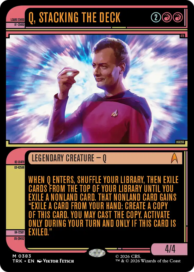 Q, Stacking the Deck - Mythic Legendary Creature — Q card from Star Trek