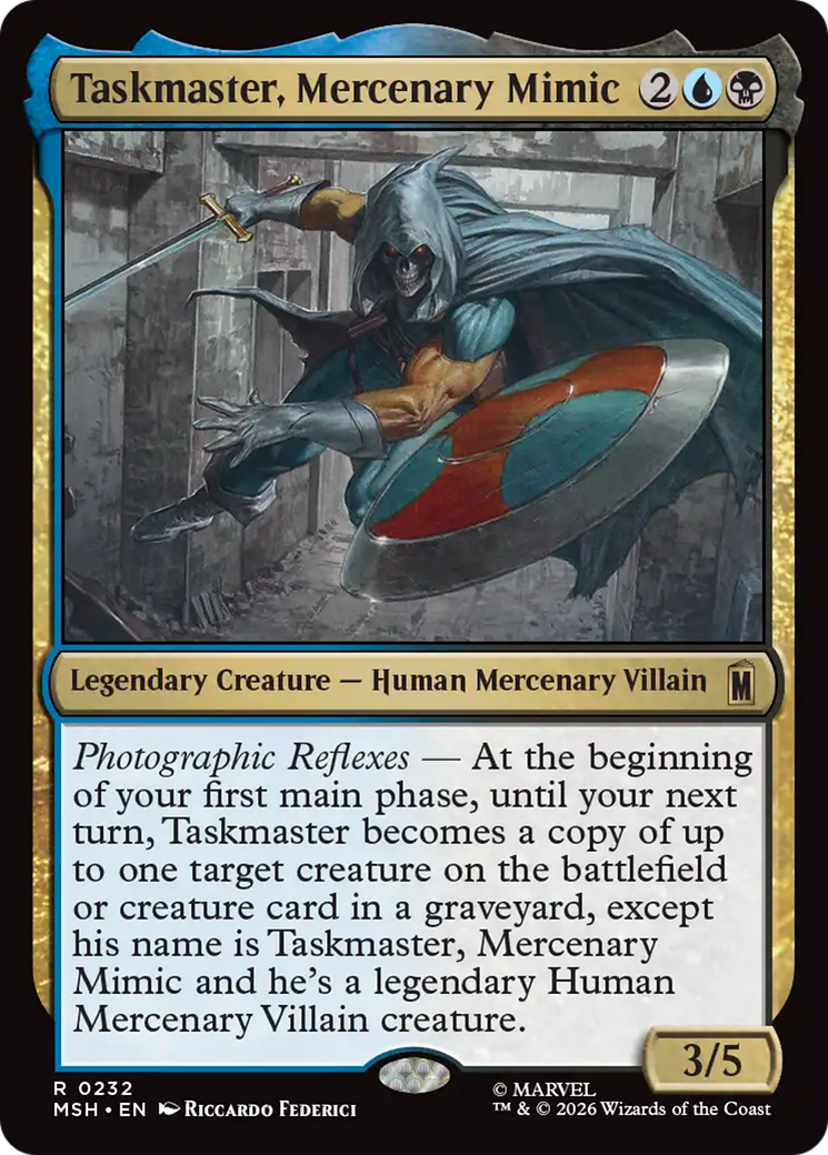 Taskmaster, Mercenary Mimic - Rare Legendary Creature — Human Mercenary Villain card from Marvel Super Heroes