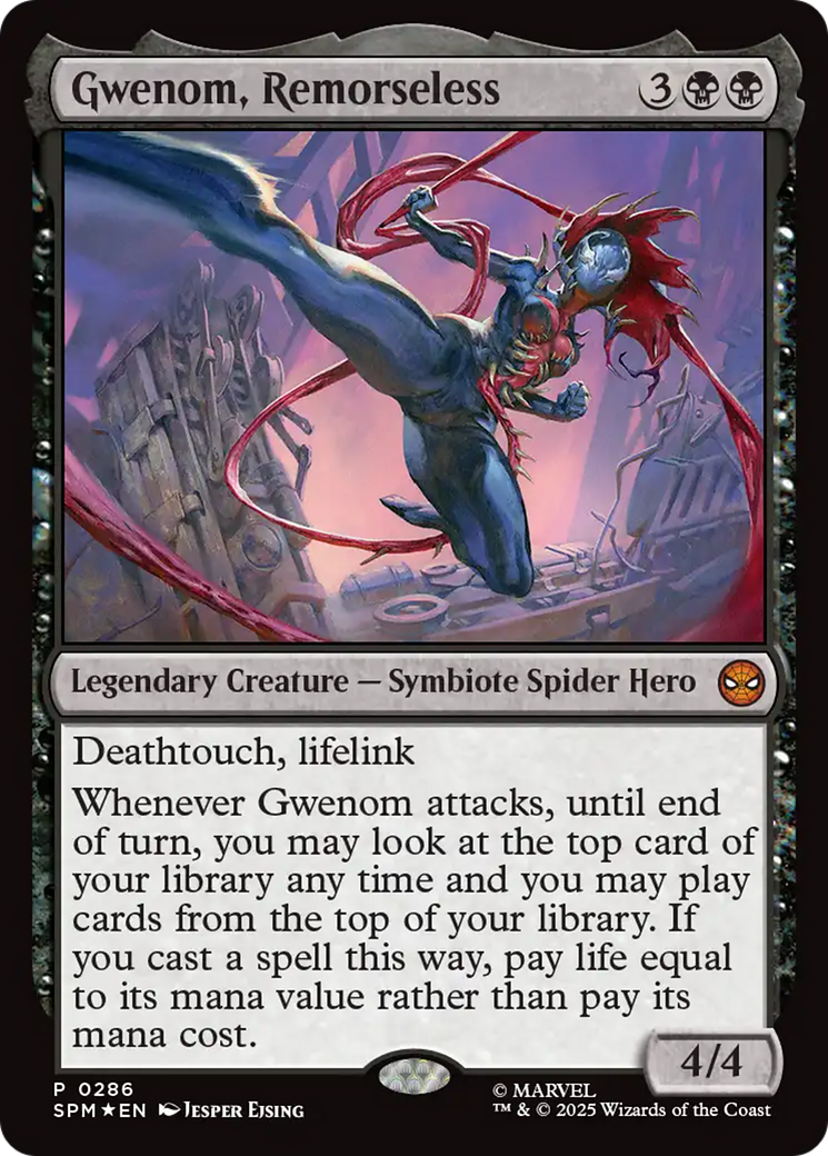 Gwenom, Remorseless - Mythic Legendary Creature — Symbiote Spider Hero card from Marvel's Spider-Man