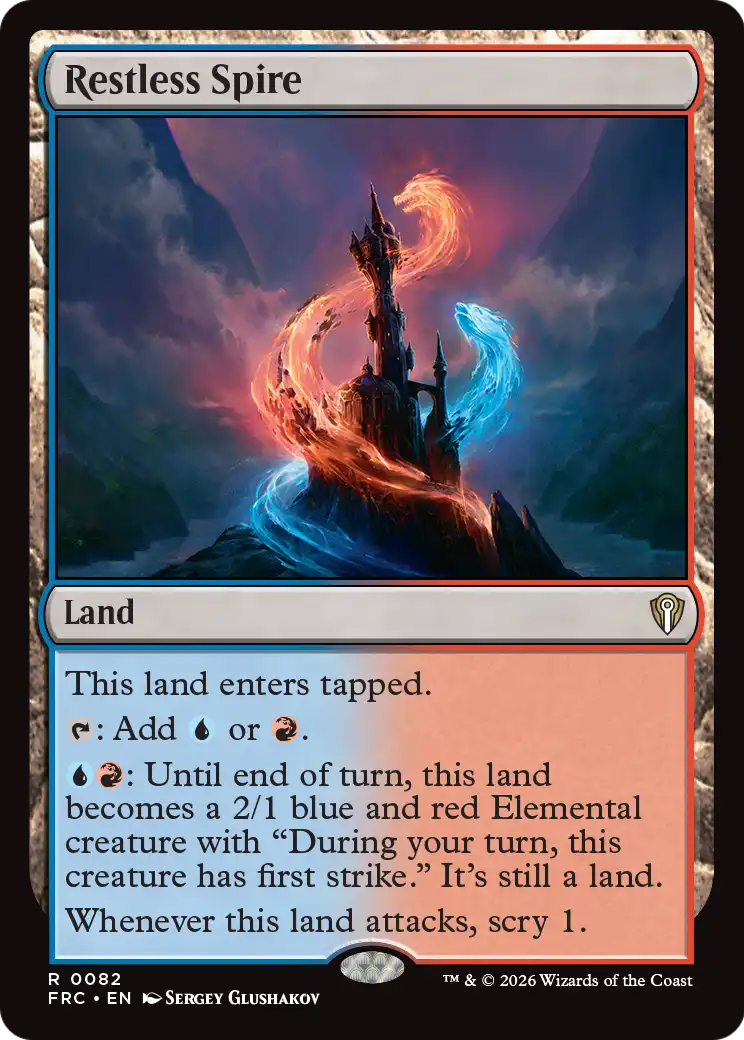 Restless Spire - Rare Land card from Reality Fracture Commander
