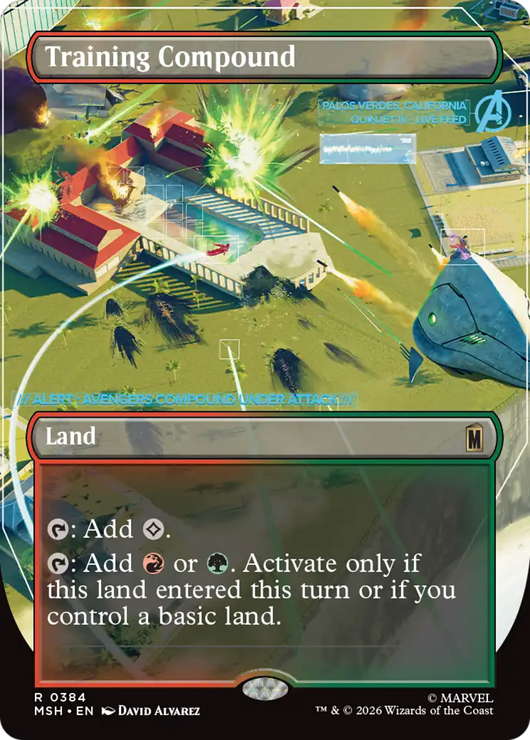Training Compound - Rare Land card from Marvel Super Heroes