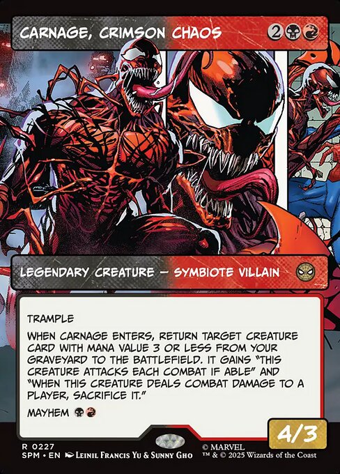Carnage, Crimson Chaos - Rare card from Marvel's Spider-Man