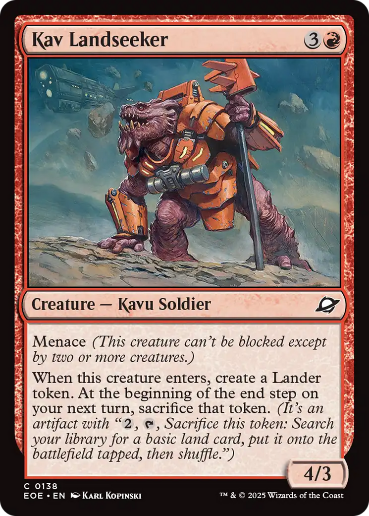 Kav Landseeker - Common Creature — Kavu Soldier card from Edge of Eternities