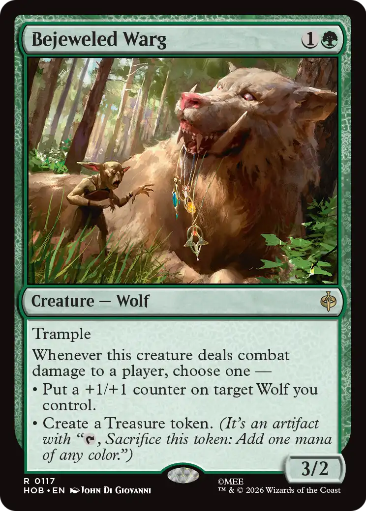 Bejeweled Warg - Rare Creature — Wolf card from The Hobbit