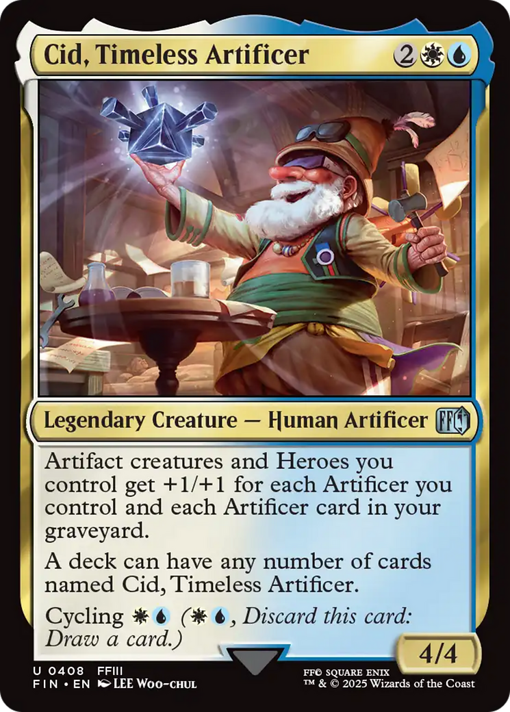 Cid, Timeless Artificer - Uncommon Legendary Creature — Human Artificer card from Final Fantasy