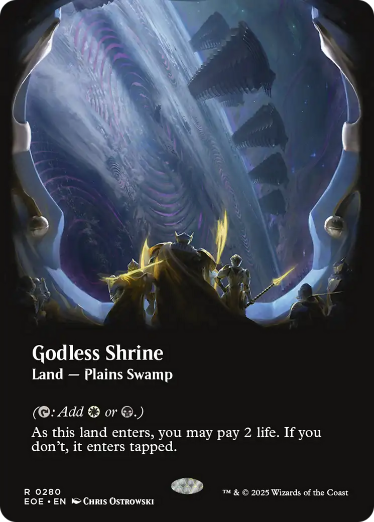 Godless Shrine - Rare Land — Plains Swamp card from Edge of Eternities