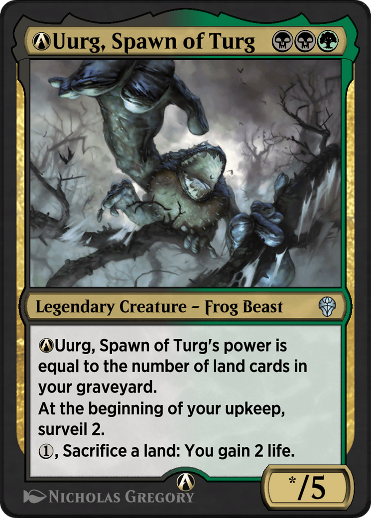 A-Uurg, Spawn of Turg - Uncommon Legendary Creature — Frog Beast card from Dominaria United